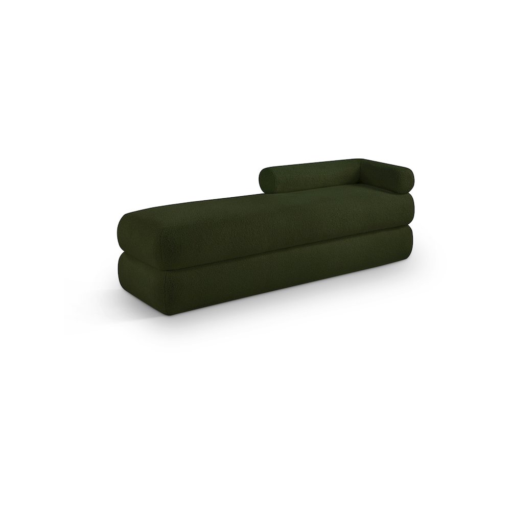 Kennedy Green Faux Shearling Teddy Fabric Bench. Picture 1