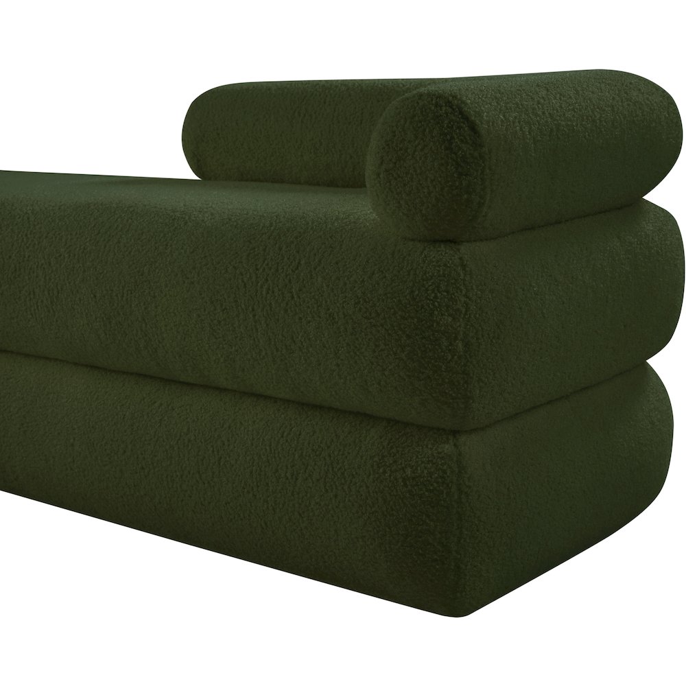 Kennedy Green Faux Shearling Teddy Fabric Bench. Picture 10