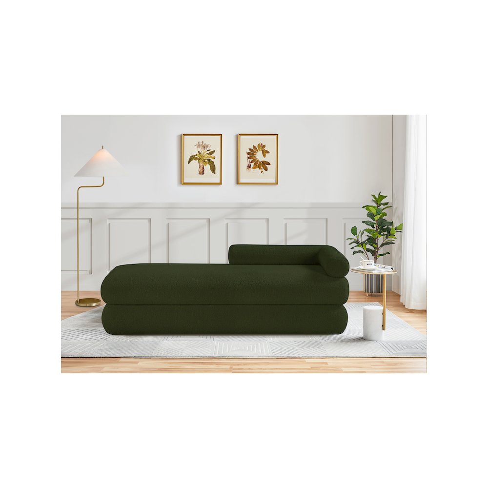 Kennedy Green Faux Shearling Teddy Fabric Bench. Picture 2
