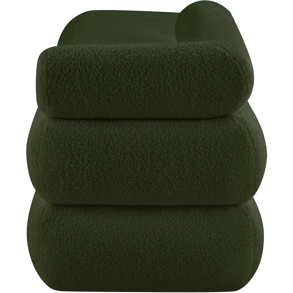 Kennedy Green Faux Shearling Teddy Fabric Bench. Picture 4