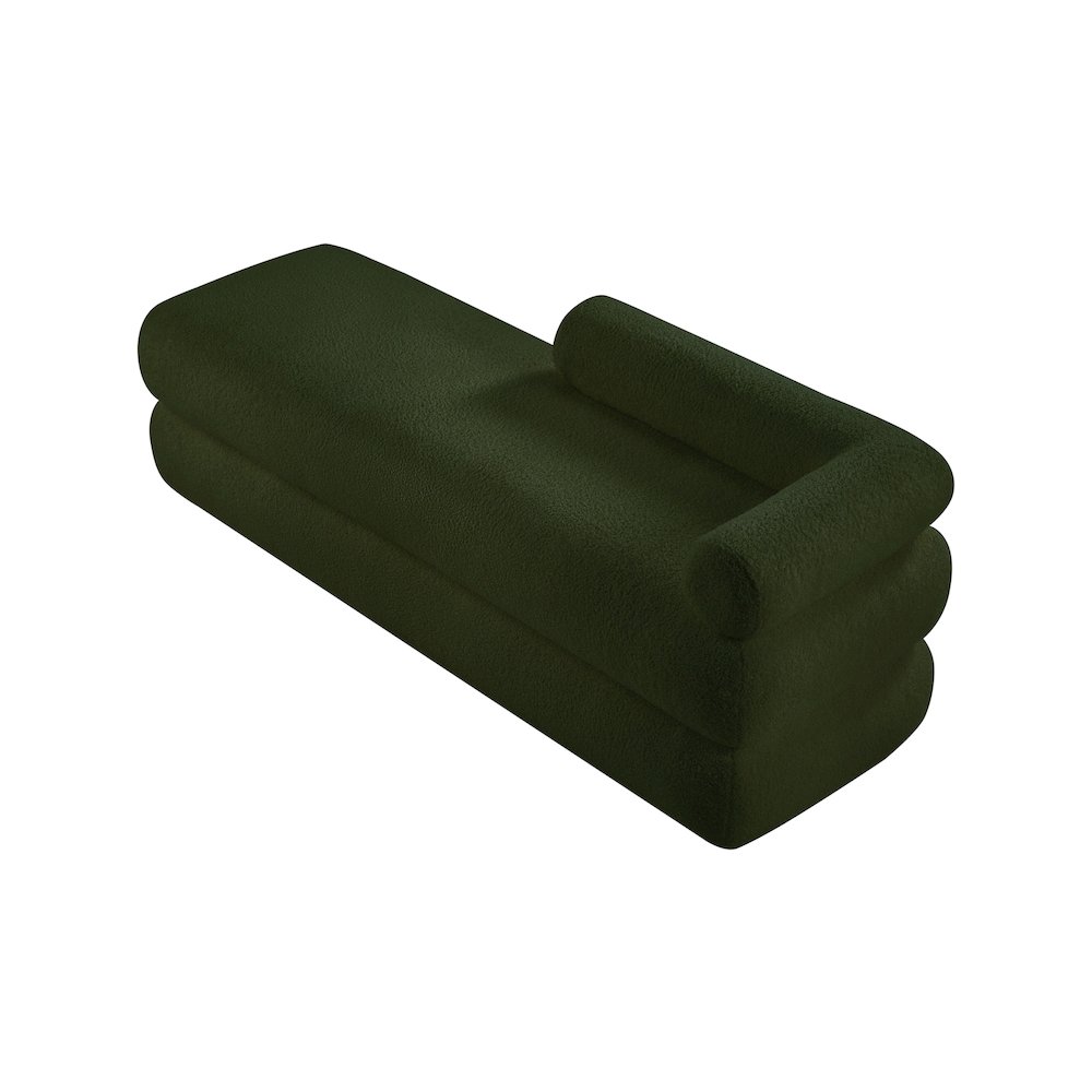 Kennedy Green Faux Shearling Teddy Fabric Bench. Picture 8