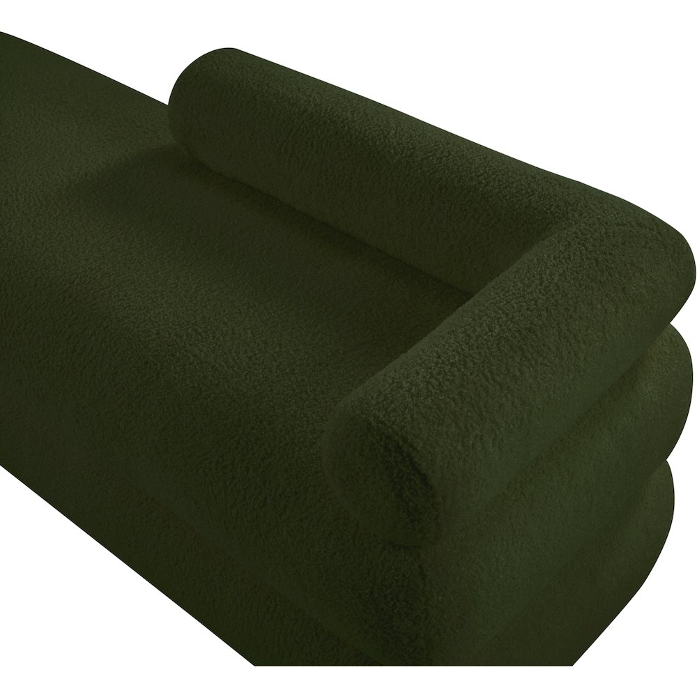 Kennedy Green Faux Shearling Teddy Fabric Bench. Picture 9