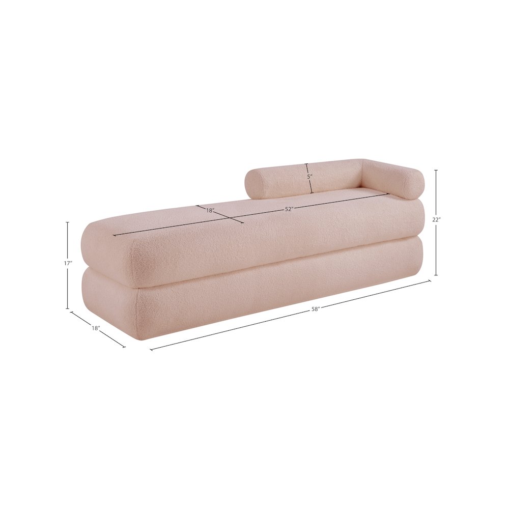 Kennedy Pink Faux Shearling Teddy Fabric Bench. Picture 13