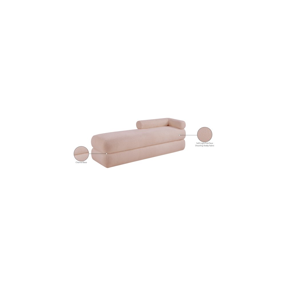Kennedy Pink Faux Shearling Teddy Fabric Bench. Picture 14