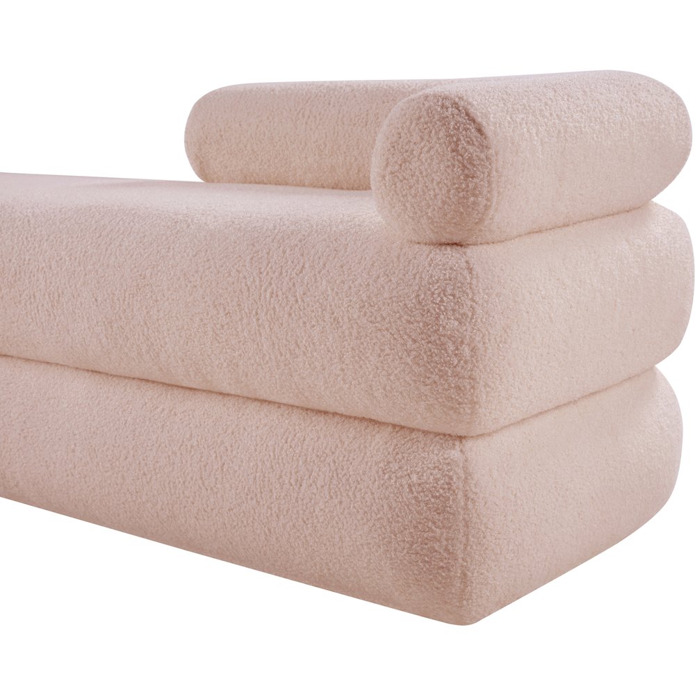 Kennedy Pink Faux Shearling Teddy Fabric Bench. Picture 10