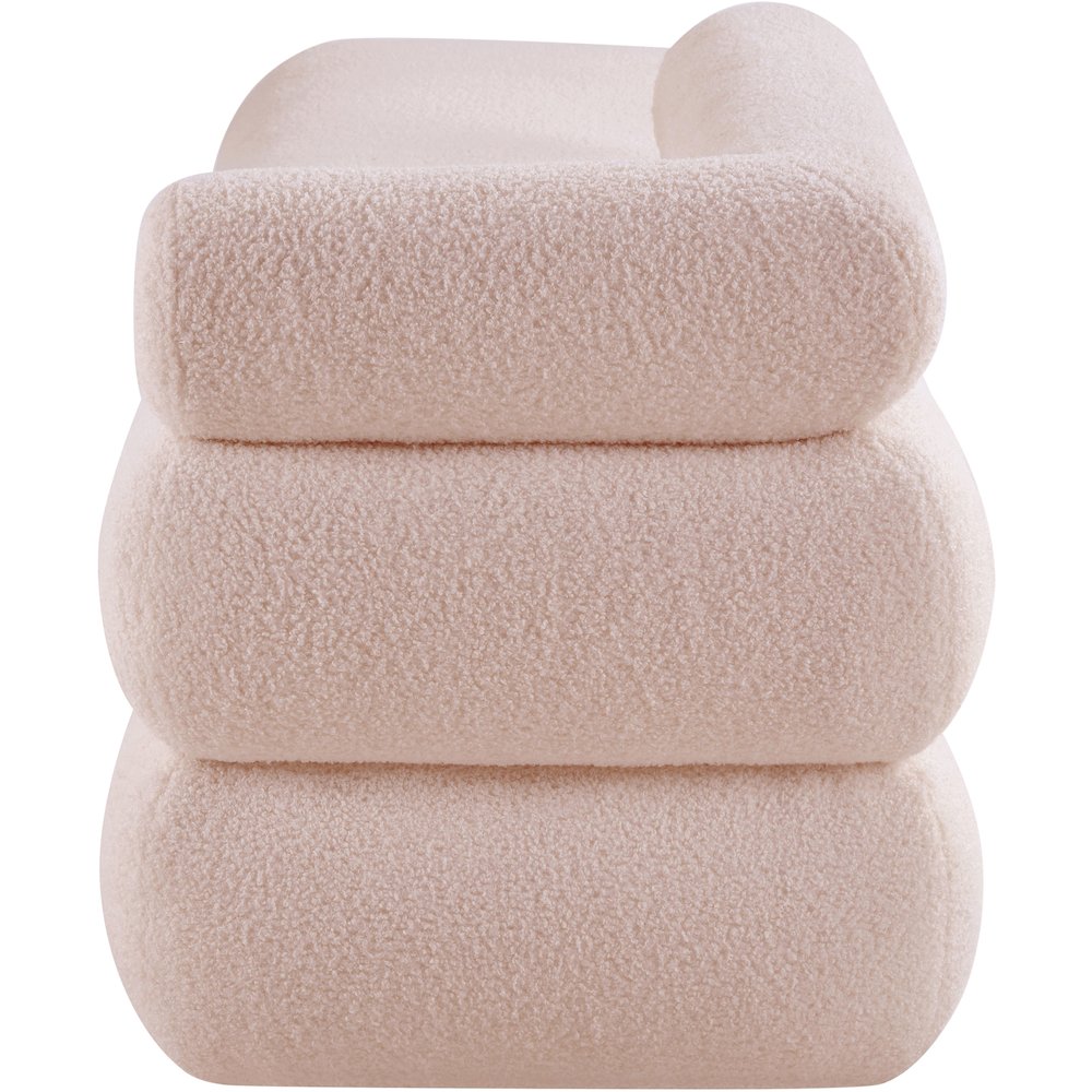 Kennedy Pink Faux Shearling Teddy Fabric Bench. Picture 4