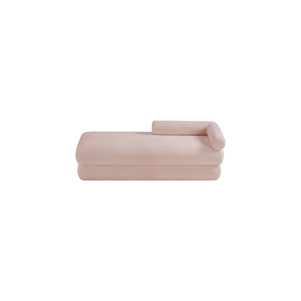Kennedy Pink Faux Shearling Teddy Fabric Bench. Picture 6