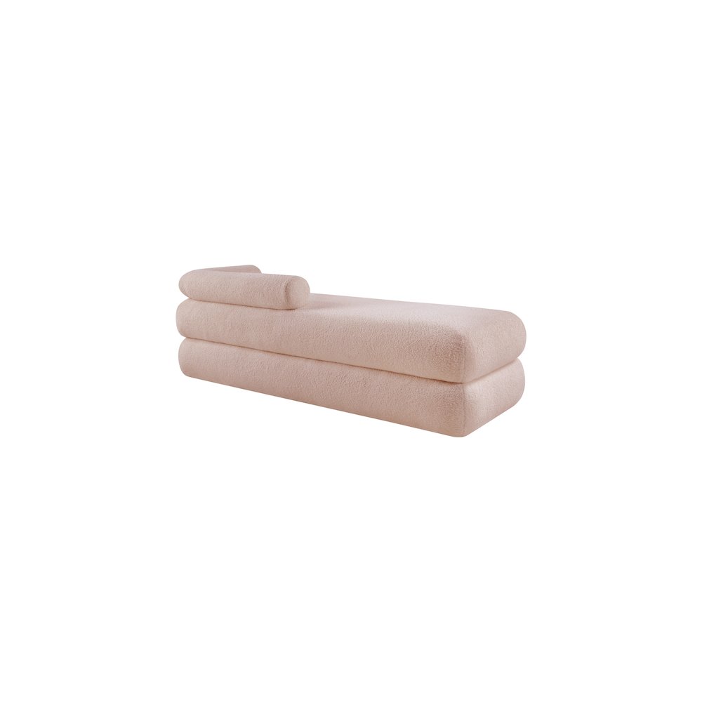 Kennedy Pink Faux Shearling Teddy Fabric Bench. Picture 7