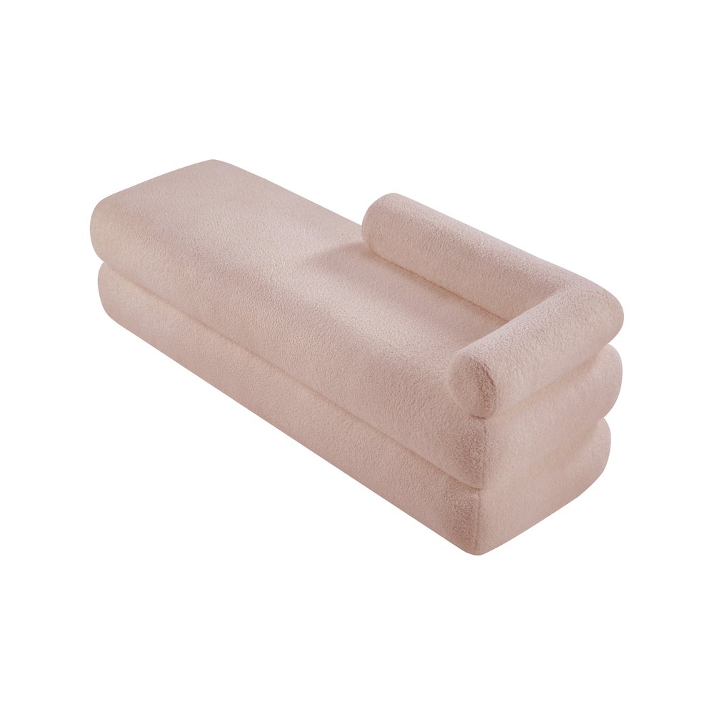 Kennedy Pink Faux Shearling Teddy Fabric Bench. Picture 8