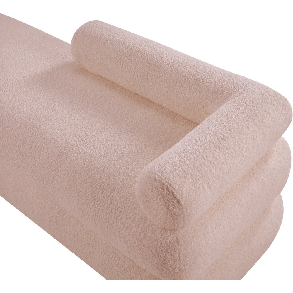 Kennedy Pink Faux Shearling Teddy Fabric Bench. Picture 9