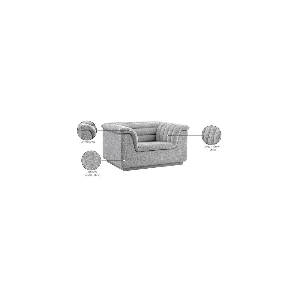 Cascade Grey Boucle Fabric Chair. Picture 19