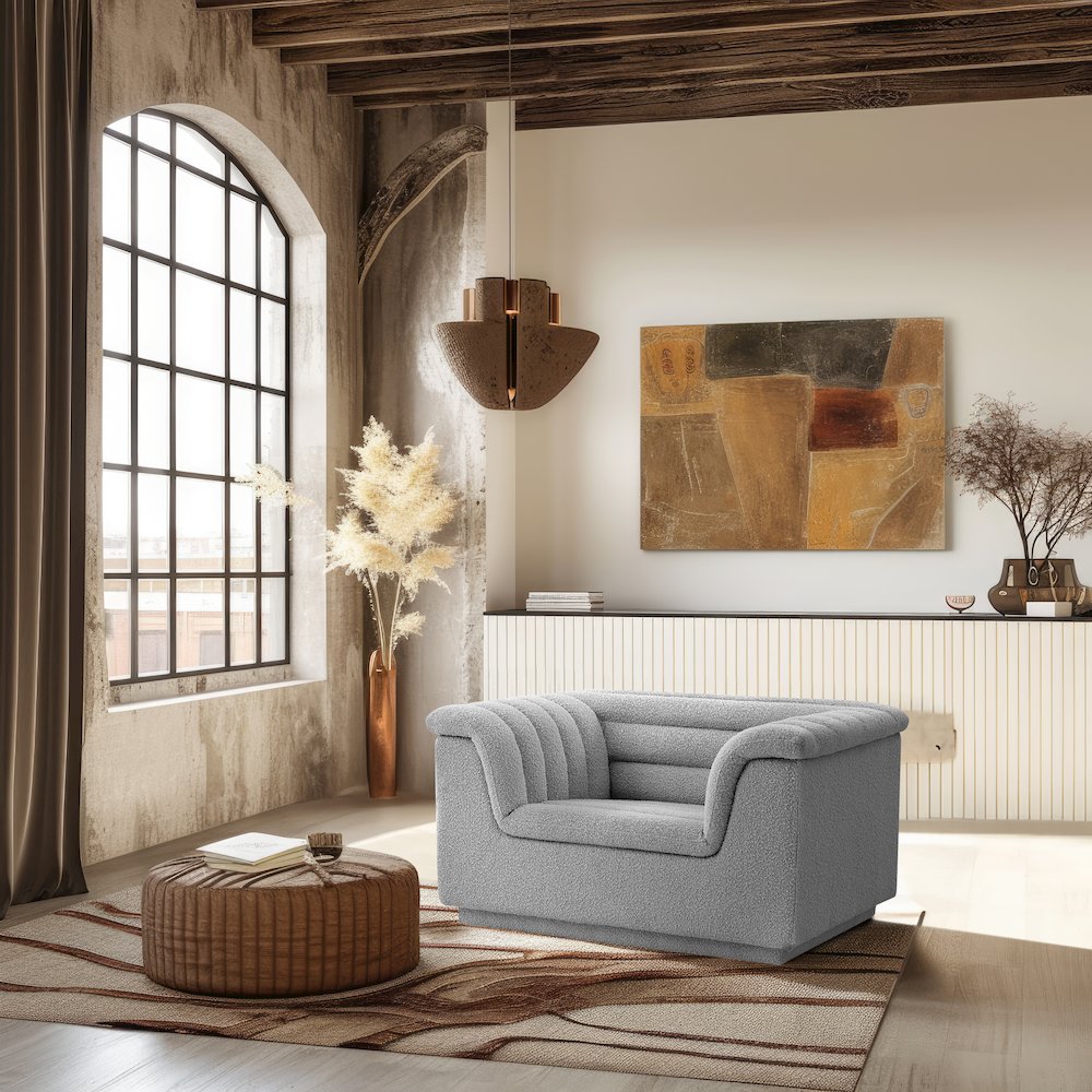 Cascade Grey Boucle Fabric Chair. Picture 2