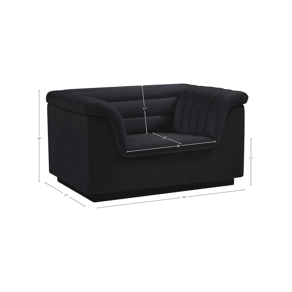 Cascade Black Velvet Fabric Chair. Picture 17