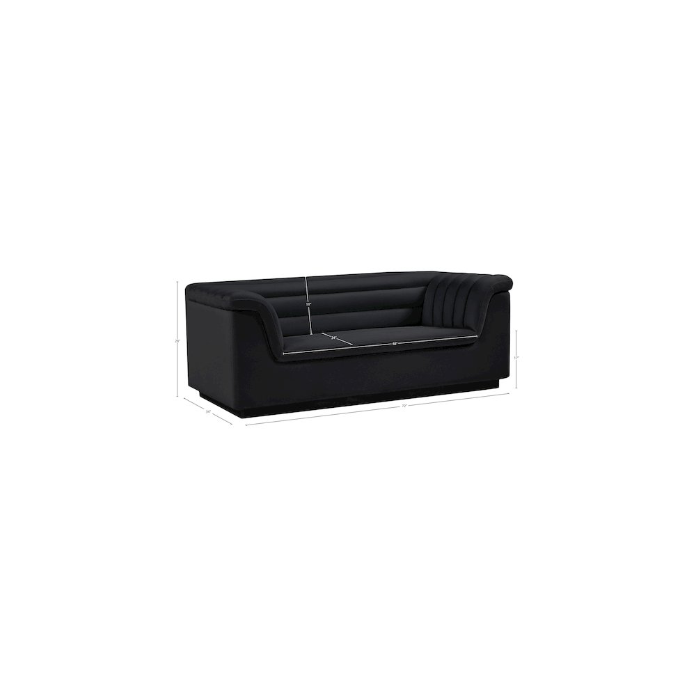 Cascade Black Velvet Fabric Loveseat. Picture 17