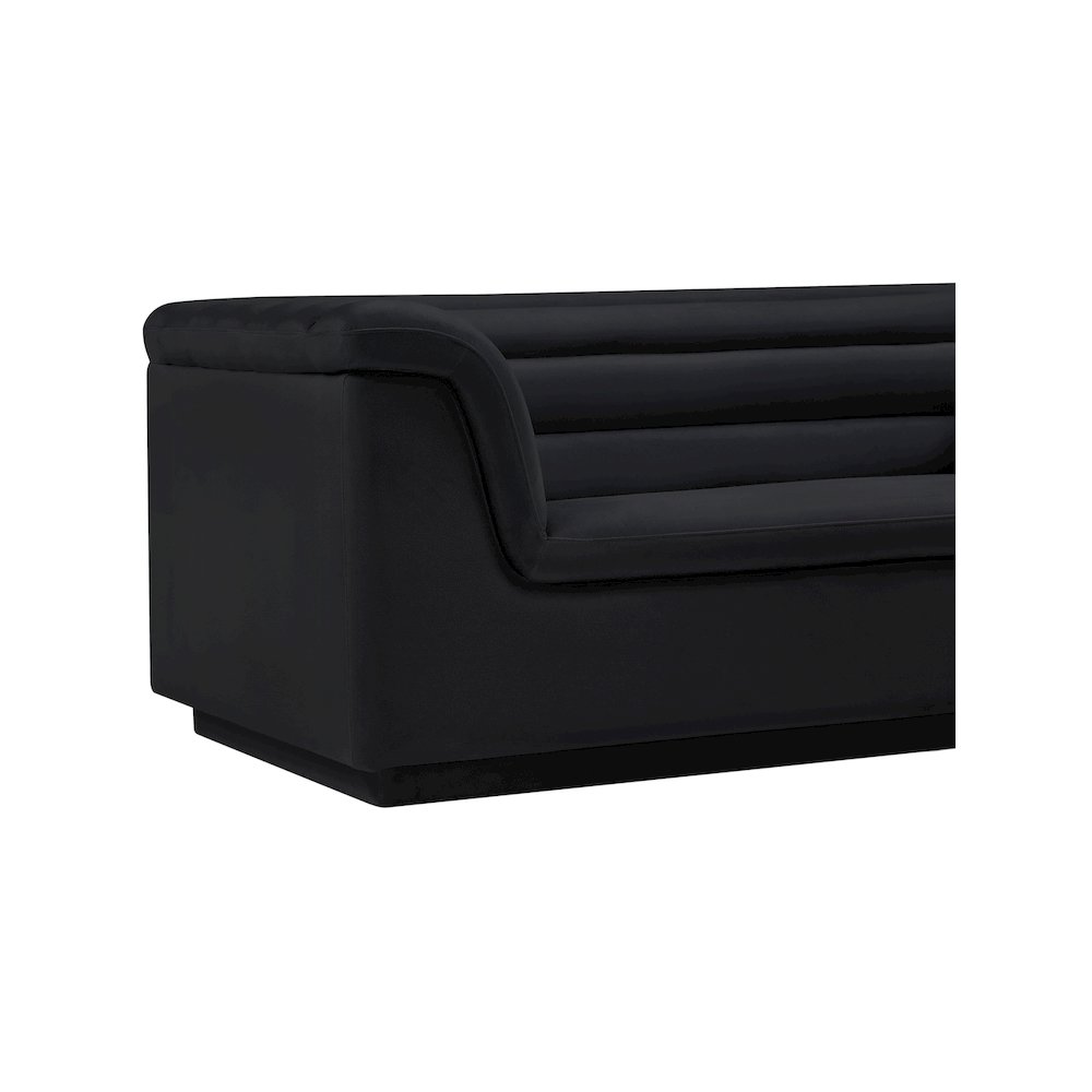 Cascade Black Velvet Fabric Loveseat. Picture 10
