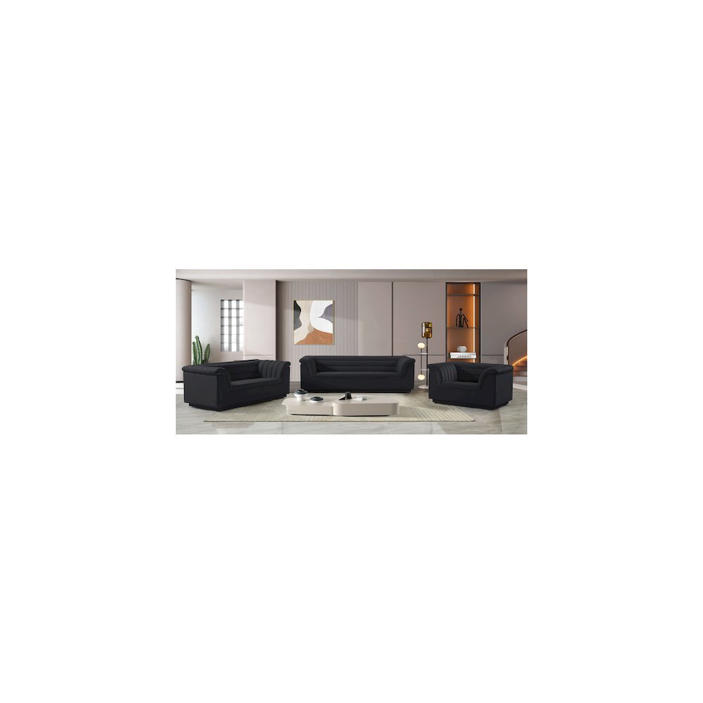 Cascade Black Velvet Fabric Loveseat. Picture 16
