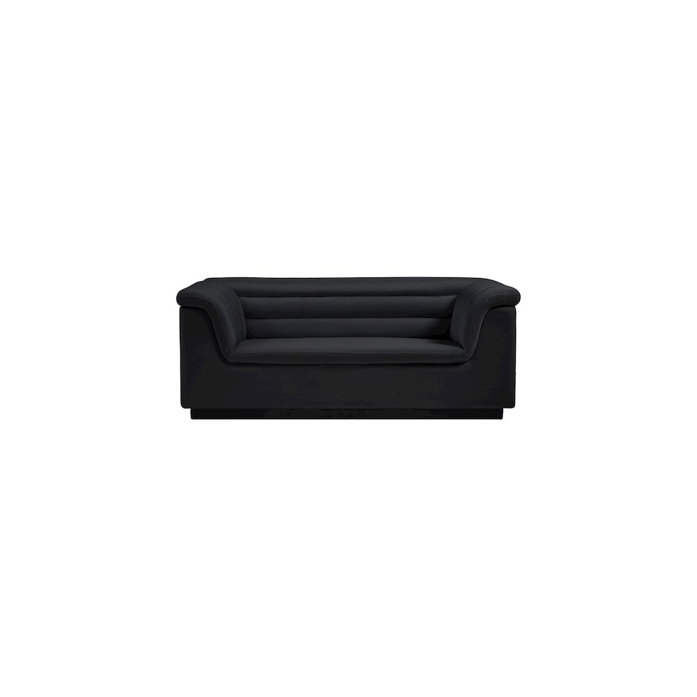Cascade Black Velvet Fabric Loveseat. Picture 5