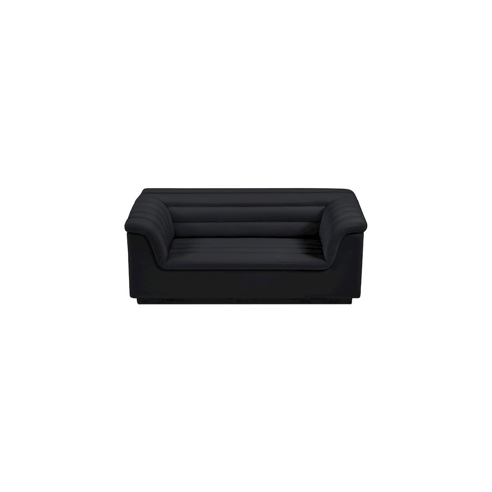 Cascade Black Velvet Fabric Loveseat. Picture 6
