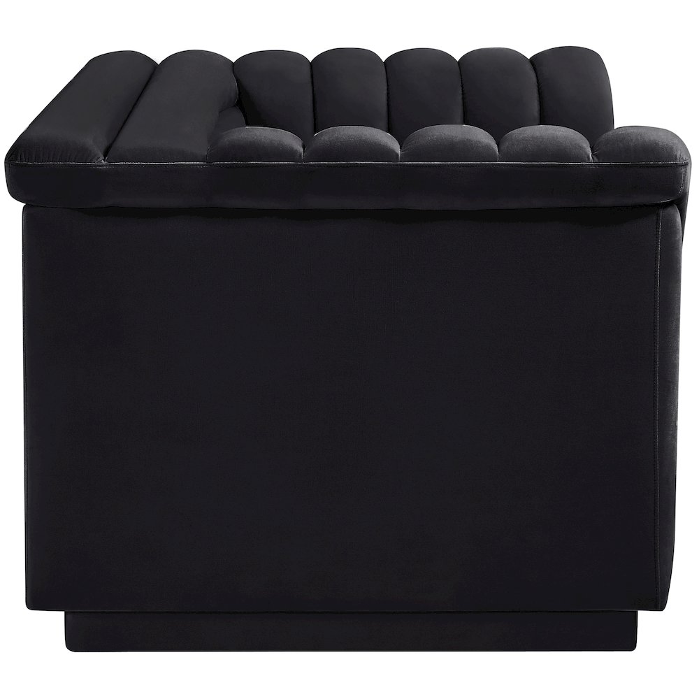 Cascade Black Velvet Fabric Loveseat. Picture 7