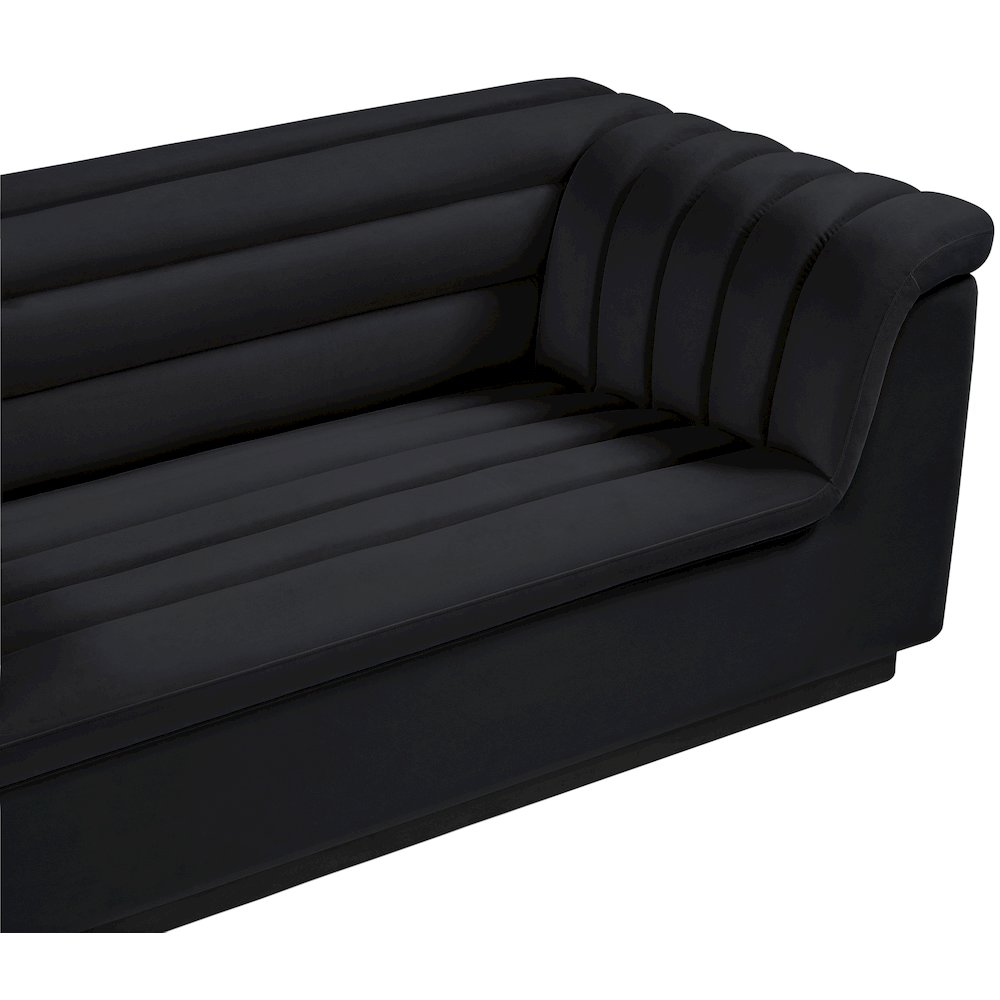 Cascade Black Velvet Fabric Loveseat. Picture 8