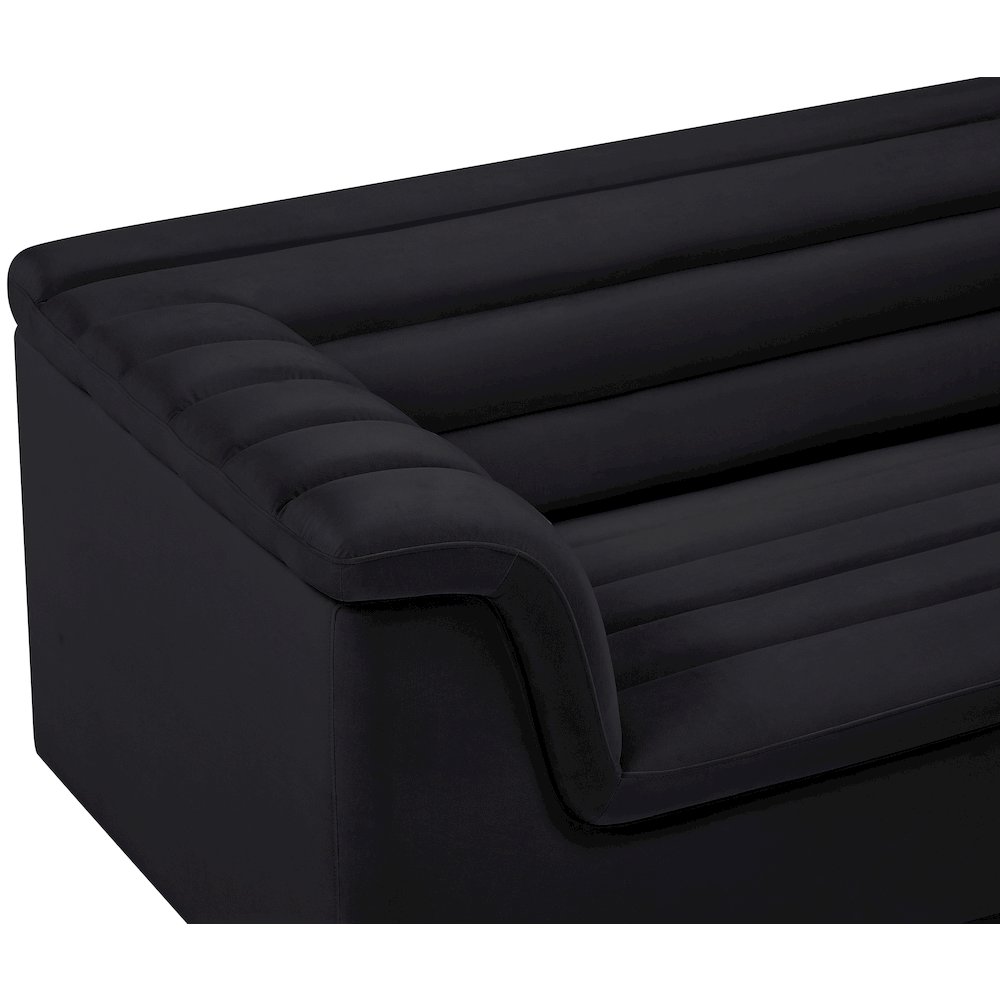 Cascade Black Velvet Fabric Loveseat. Picture 9