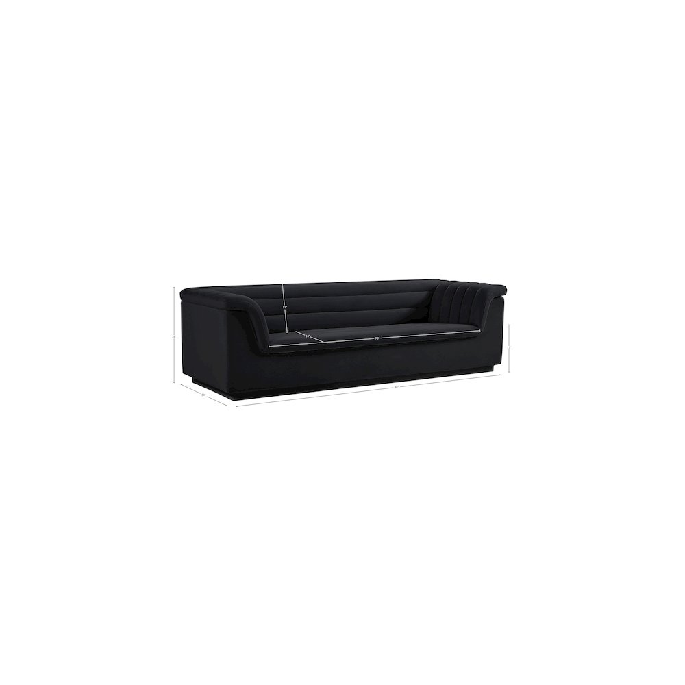 Cascade Black Velvet Fabric Sofa. Picture 17