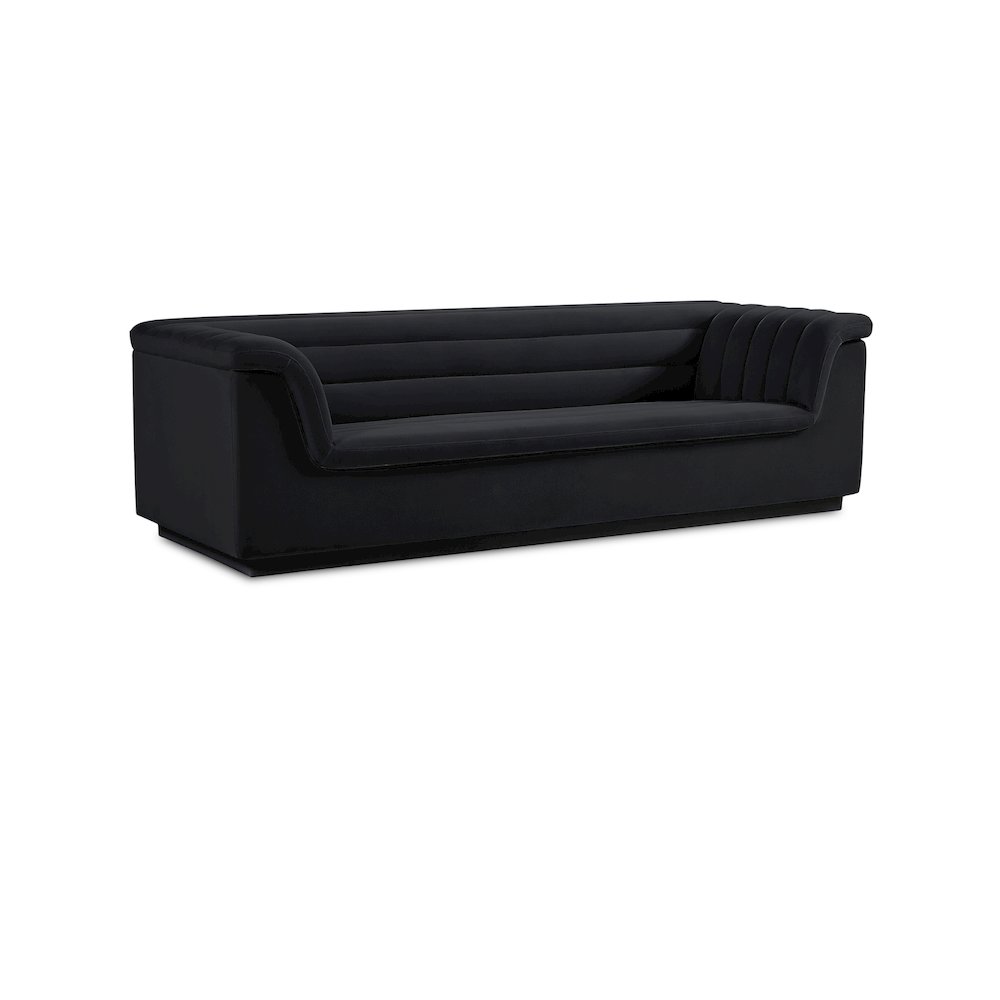 Cascade Black Velvet Fabric Sofa. Picture 1