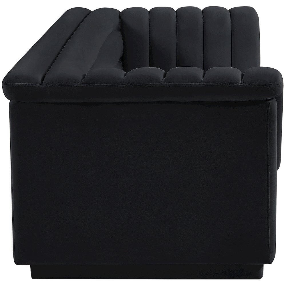 Cascade Black Velvet Fabric Sofa. Picture 7