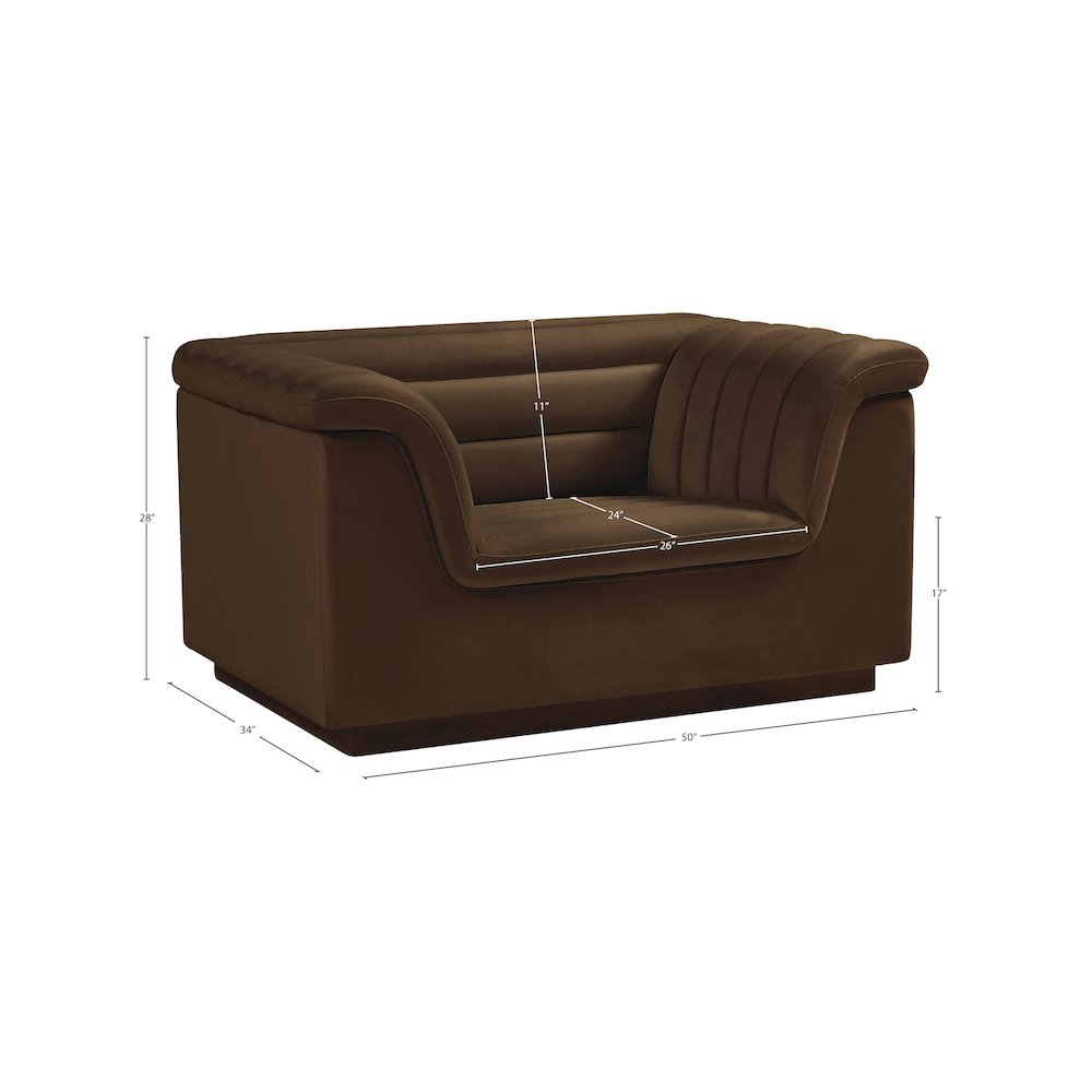 Cascade Brown Velvet Fabric Chair. Picture 17