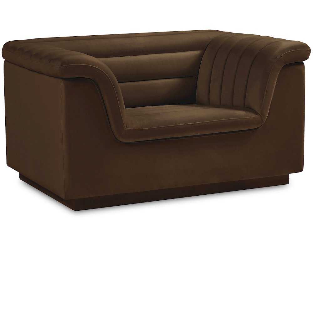 Cascade Brown Velvet Fabric Chair. Picture 1