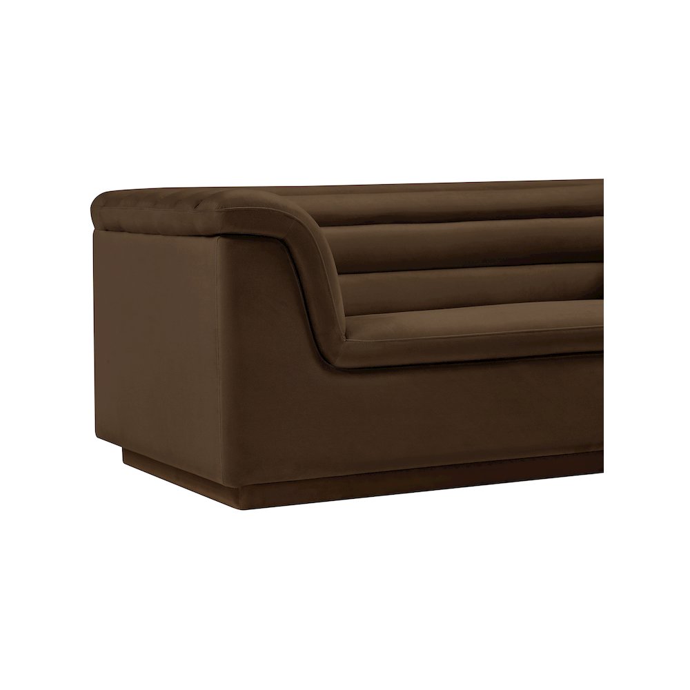 Cascade Brown Velvet Fabric Loveseat. Picture 10