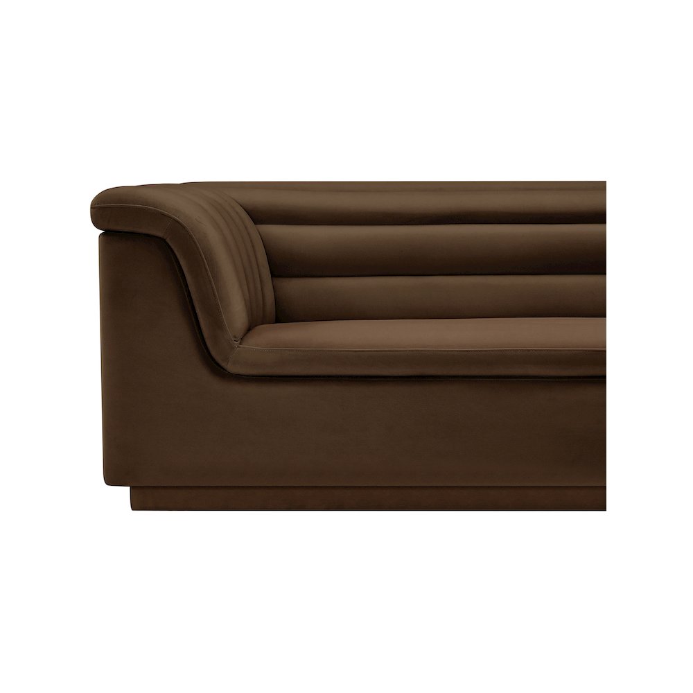 Cascade Brown Velvet Fabric Loveseat. Picture 11