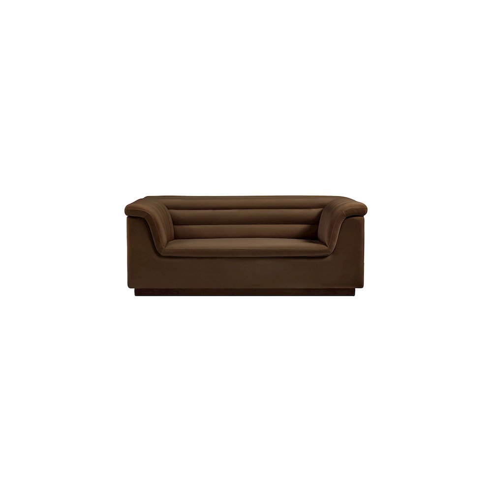 Cascade Brown Velvet Fabric Loveseat. Picture 5