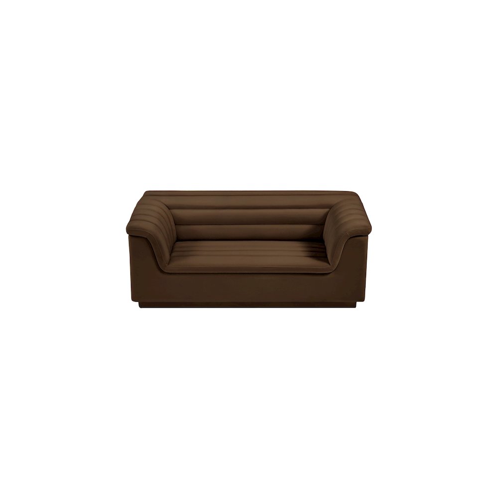 Cascade Brown Velvet Fabric Loveseat. Picture 6