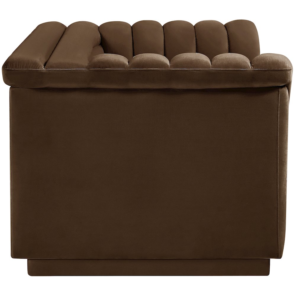 Cascade Brown Velvet Fabric Loveseat. Picture 7