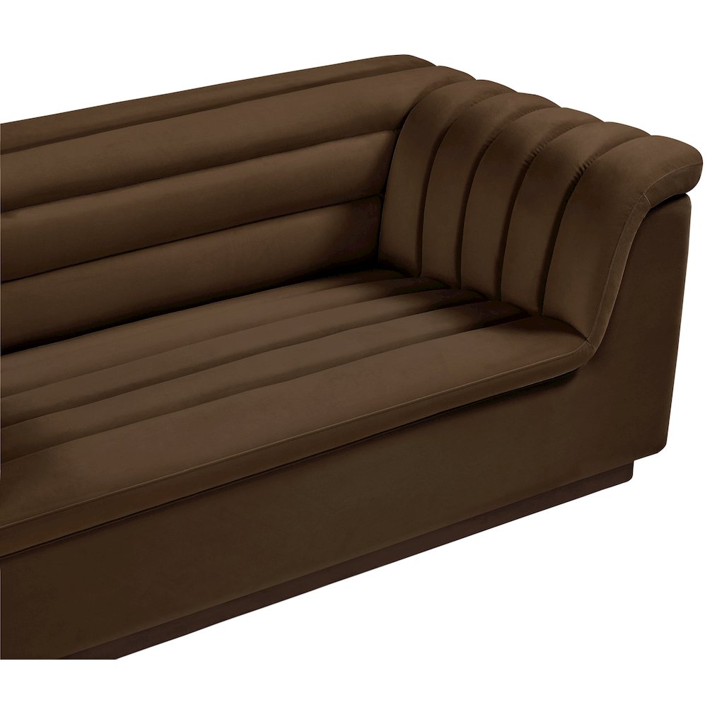 Cascade Brown Velvet Fabric Loveseat. Picture 8