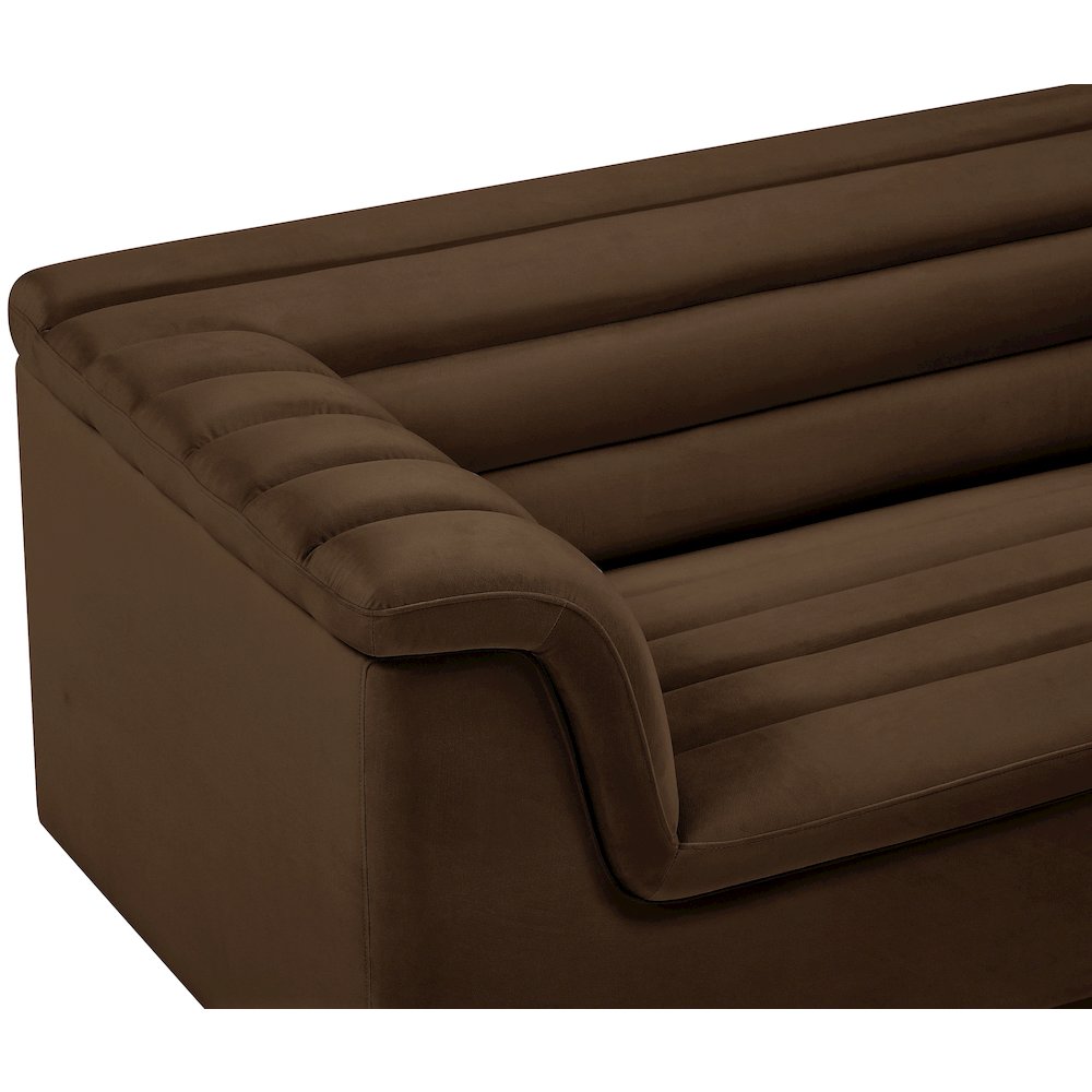 Cascade Brown Velvet Fabric Loveseat. Picture 9