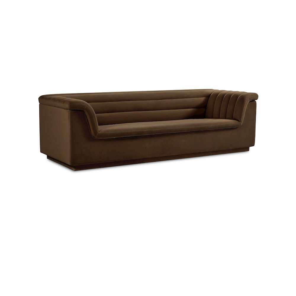 Cascade Brown Velvet Fabric Sofa. Picture 1