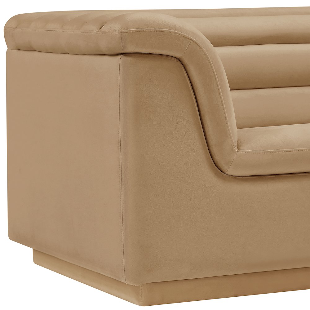 Cascade Camel Velvet Fabric Chair. Picture 10