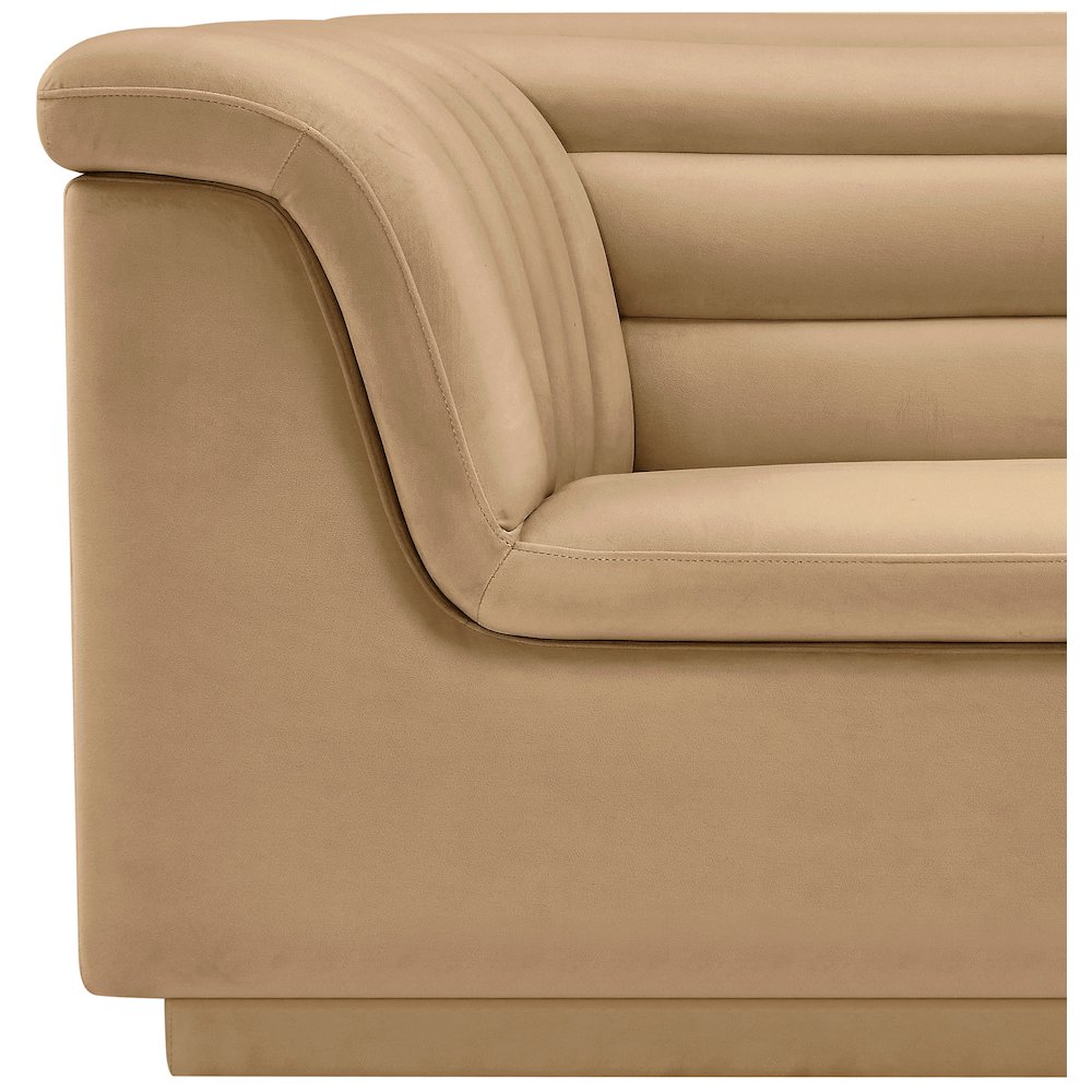 Cascade Camel Velvet Fabric Chair. Picture 11