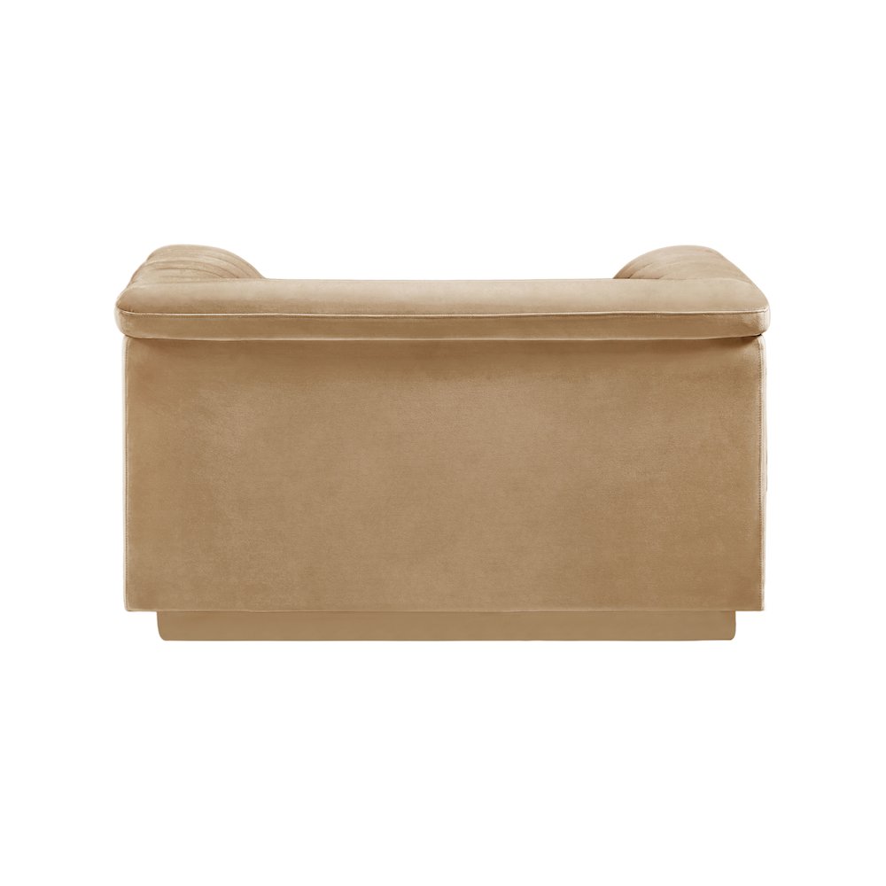 Cascade Camel Velvet Fabric Chair. Picture 3