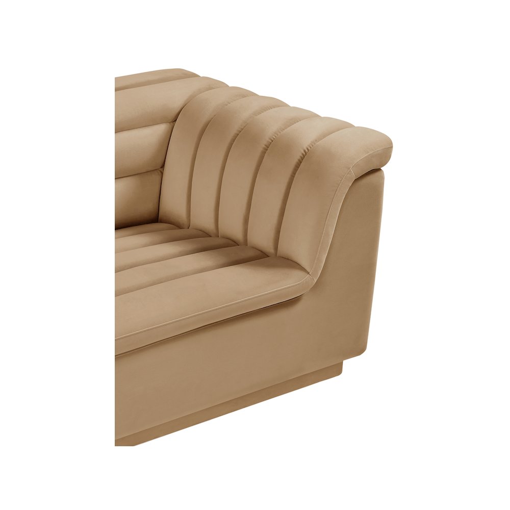 Cascade Camel Velvet Fabric Chair. Picture 8