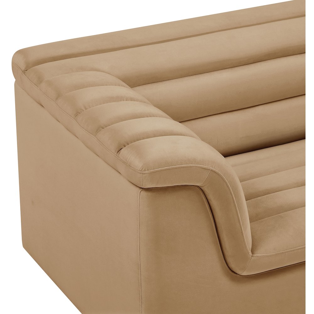 Cascade Camel Velvet Fabric Chair. Picture 9