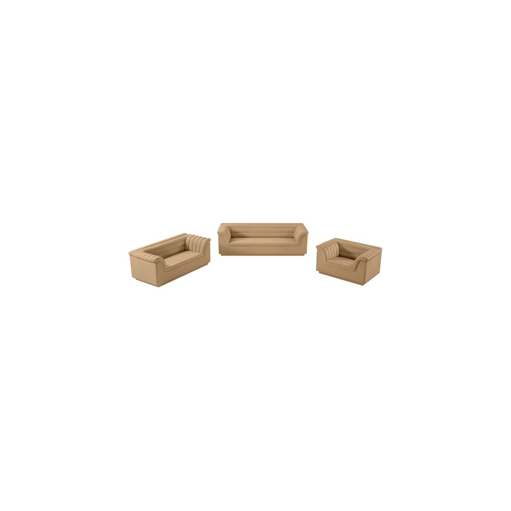 Cascade Camel Velvet Fabric Loveseat. Picture 14
