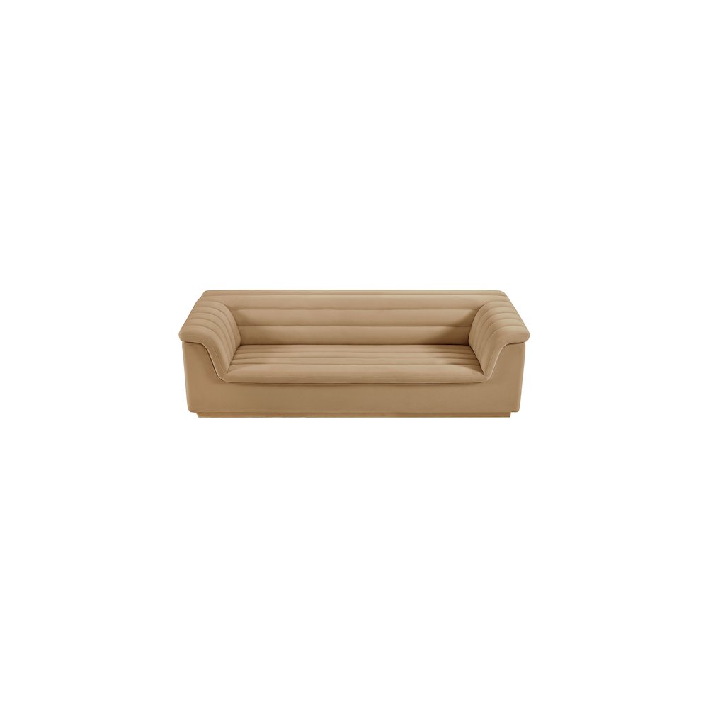 Cascade Camel Velvet Fabric Sofa. Picture 6