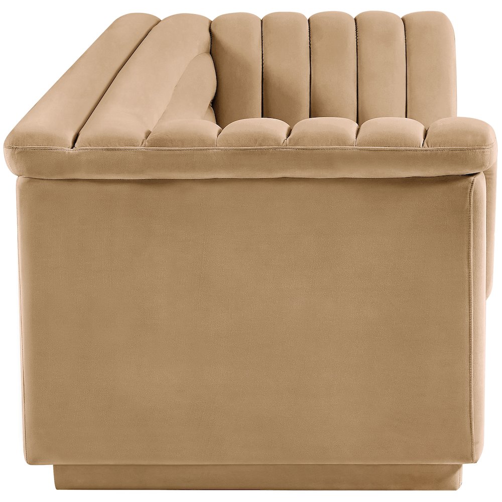 Cascade Camel Velvet Fabric Sofa. Picture 7