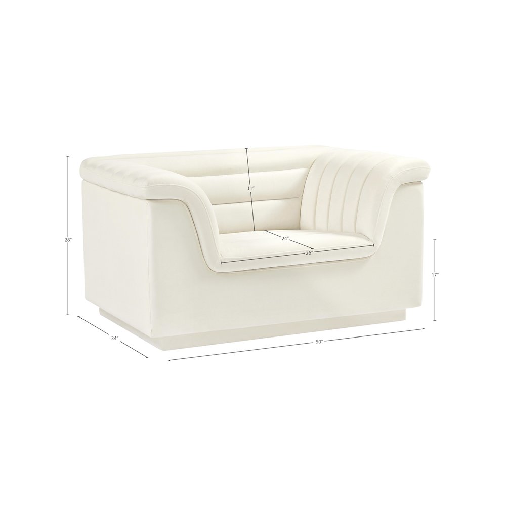 Cascade Cream Velvet Fabric Chair. Picture 17