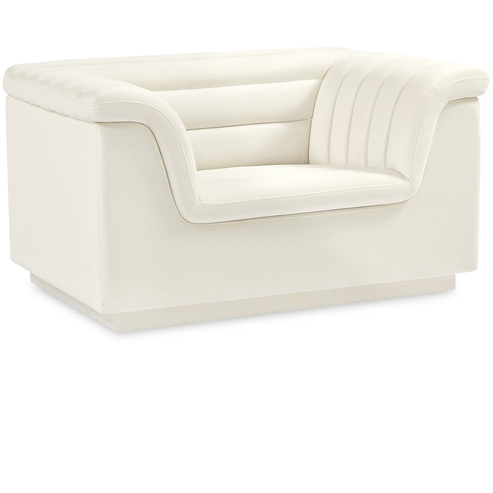 Cascade Cream Velvet Fabric Chair. Picture 1