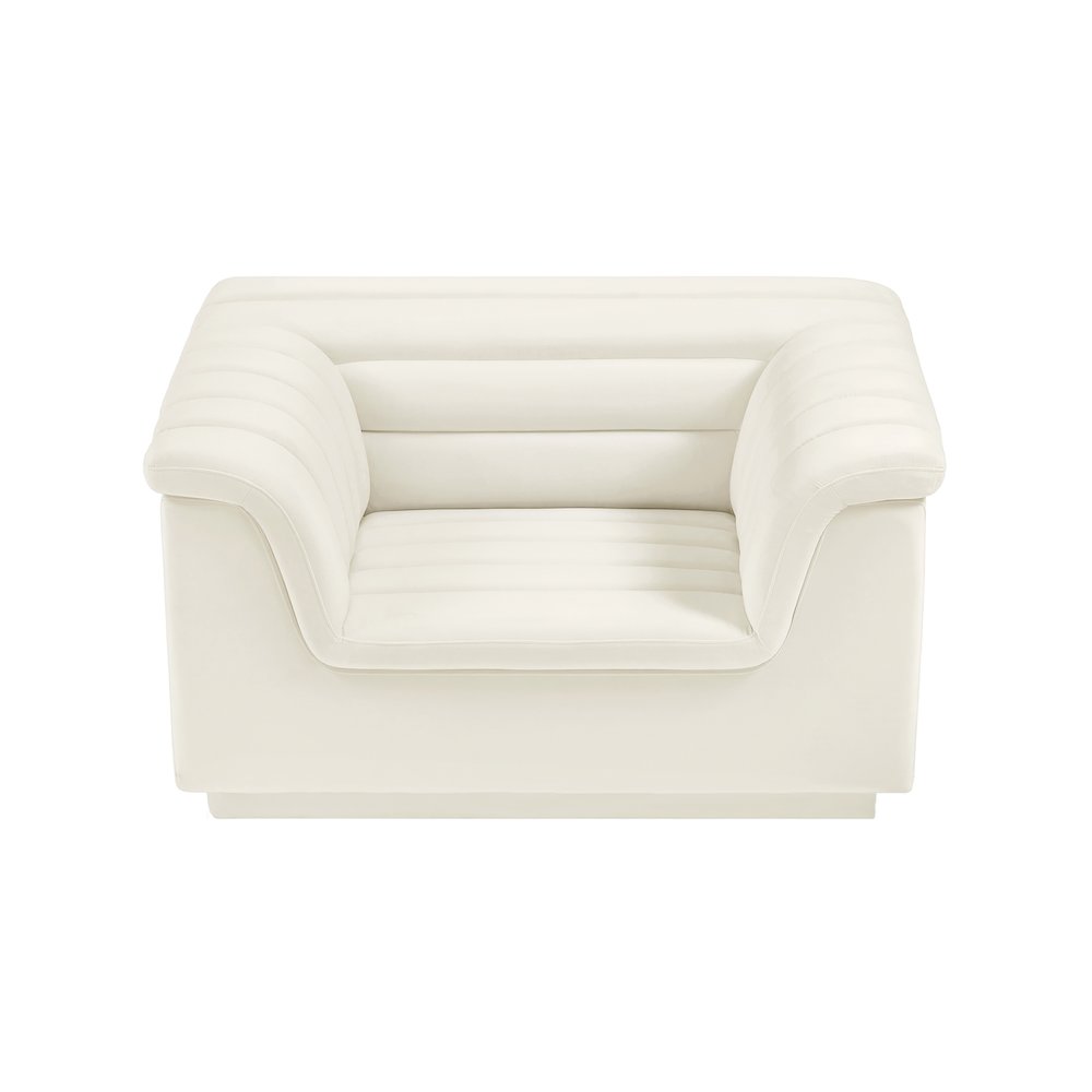 Cascade Cream Velvet Fabric Chair. Picture 6