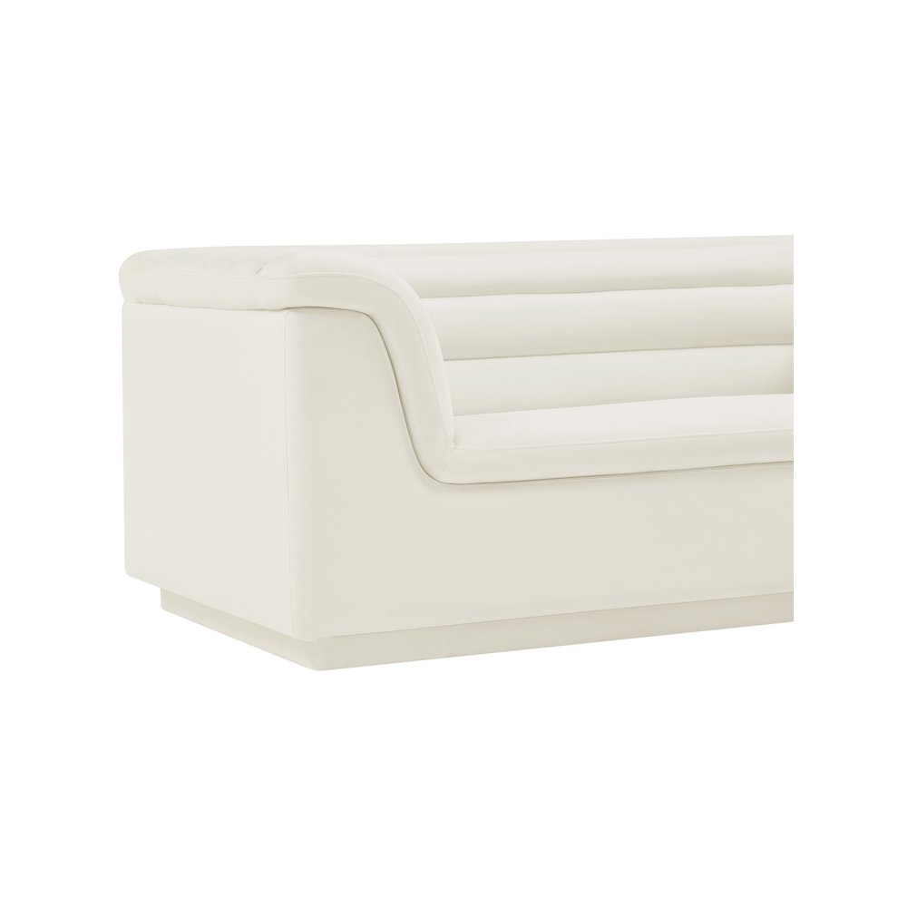 Cascade Cream Velvet Fabric Loveseat. Picture 10